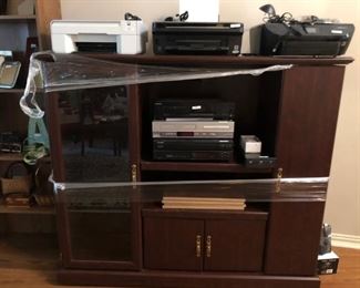 Entertainment center, printers, receivers, video and DVD players