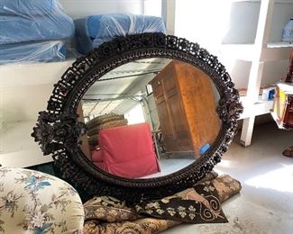 This is deceiving.  The MIRROR measures almost 5 feet wide or tall.  However u hang it.  Painting  It probably cost a bloody fortune.  Ask $425. SLASHED.  $200