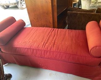Red chaise. $185.    Slashed.  $100