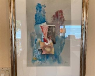 Framed and matted lithograph by Laszlo Dus.