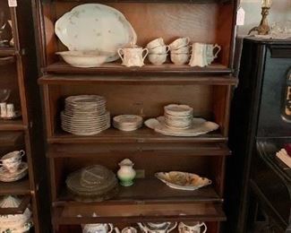 Top two shelves, Warwick China 1938 "Avon Rose."