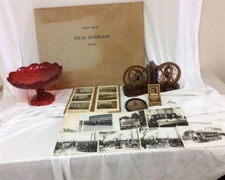 AS517 1950 Atlas, Globe Bookends