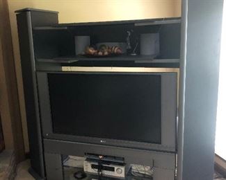 Rear projection tv $50 tv stand and tower with cd and Dvd storage cabinet $75