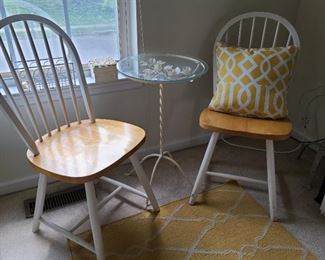 Wood and painted white chairs...17" deep x 17" wide x 35" high