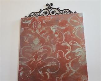 Large artwork over sectional sofa in Family Room...39" x 49"...canvas with iron scroll work