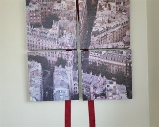 4 piece collage of Paris scene...approximately 25" square