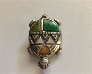 $25 Sterling silver turtle with inlaid stone back