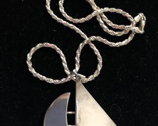 $45 Sterling sailboat  pendant necklace 