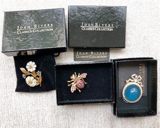 $30 Lot - 3 Joan Rivers pins , bee, flowers, bow 