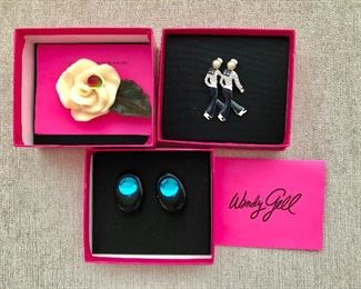 $30 Set of Wendy Gell pins and earrings - 2 sailor pin
