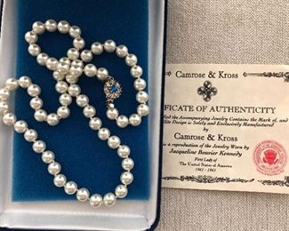 $35 Jacqueline Kennedy Camross and Kross pearls with certificate