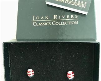 $20 Enamel flag stud earrings Joan Rivers New in Box