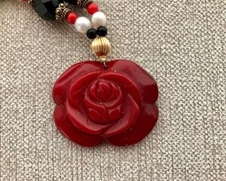 $35 Detail of Rose Pendant Necklace