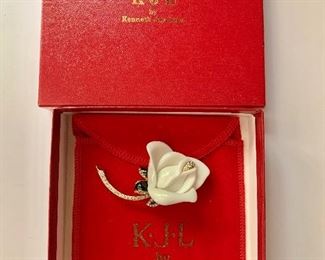 $30 Kenneth Jay Lane lucite, white rose pin