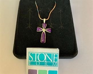 $30 Sterling silver cross with stones
