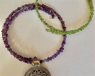 $45 Artisan crafted sterling medallion with interchangeable amethyst