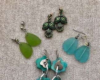 $30 4 pairs of earrings blues and greens