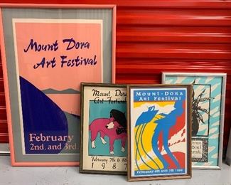 Lot 1, Four Framed Vintage Mount Dora Art Festival Posters, Great Condition, $95