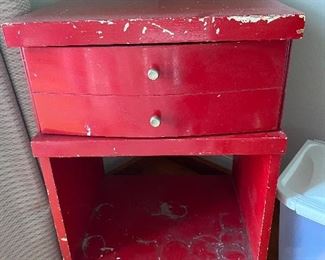 Cute red cabinet with drawer