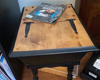 Refurbished end table with storage; 911 tribute magazine