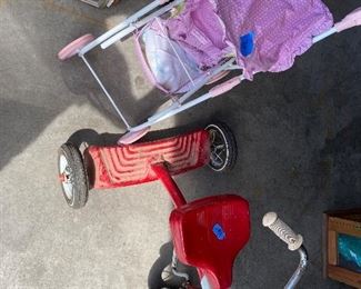 Vintage metal tricycle, American Girl/Bitty Baby stroller