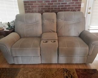 Double reclining loveseat with cup holders and storage