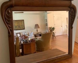 Per family aprox 75 yr old, 1945, beveled glass antique mirror. Great condition. Silver on mirror has a little tarnish but highly reflective