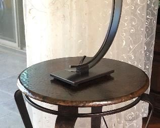 Bernhardt Clark Round End Table, Kathy Ireland 28" Orbit Table Lamp