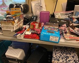 Storage bins, desk lamps, portable radios.