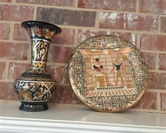 Egyptian vase and Egyptian plate $40 for the pair