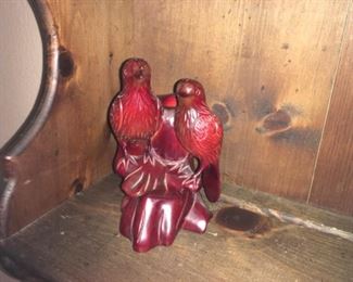 Decorative red bird figurine $15