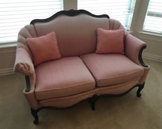 Vintage pink upholstered loveseat $275