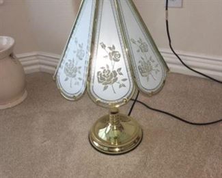 Small glass and brass table lamp $25