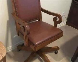 Antique oak office chair $175