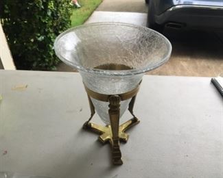 Glass and brass planter $10