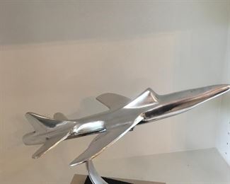 SOLD $48 Aluminum plane on stand (approx. 18")
