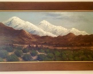 Oil dated 1903 of the San Gabriel Valley. 