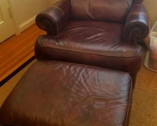 Leather chair and Ottoman