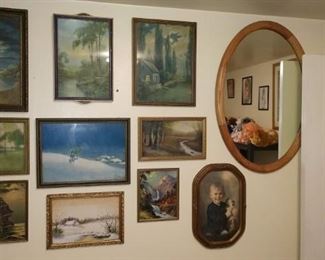 Bedroom #2 toys   Vintage Pictures w/Great Frames, Mirror