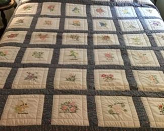 Hand made quilt with flowers for 50 states