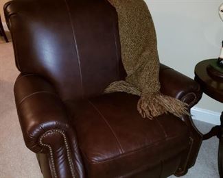 Bassett Leather nail head trim chair