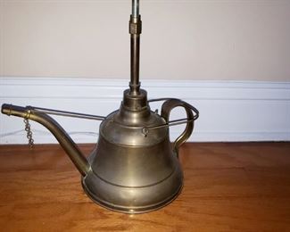 Rare Antique U.S. Lighthouse service oil filler can made into working lamp