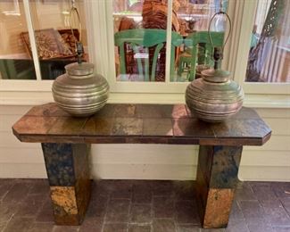 Stone topped table and base