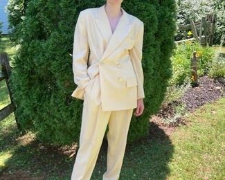 Les Copains, pale yellow wool pantsuit