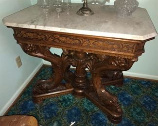Beautiful Dolphin Italian Carved Table ca. 1860