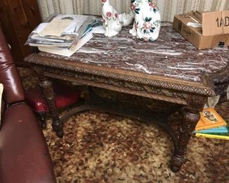 Beautiful French Carved Marble Top Table