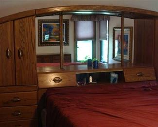 King headboard with side cabinets