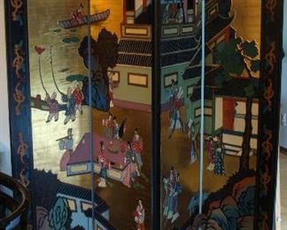 Four panel screen or wall hanging (gold leaf )