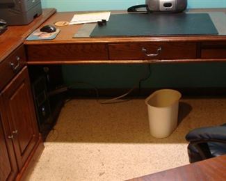 Solid wood office desk and side computer cabinet