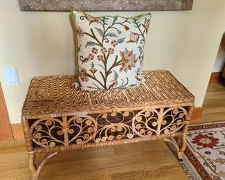 vintage wicker bench w storage